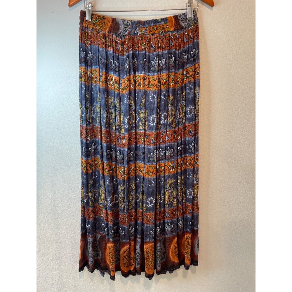 Hot Date Multi Color Floral Boho Elastic Waist Rayon Skirt